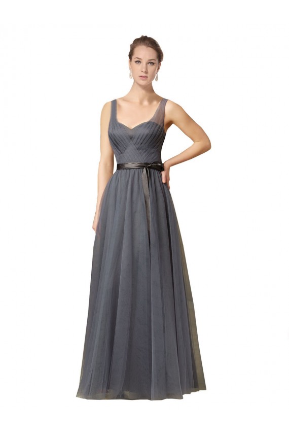Tulle A-Line Sleeveless Slate Grey Formal Dress / Bridesmaid Dress Sheffield