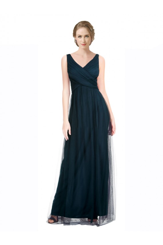 Tulle A-Line Sleeveless Blue Bridesmaid Dress Sheffield