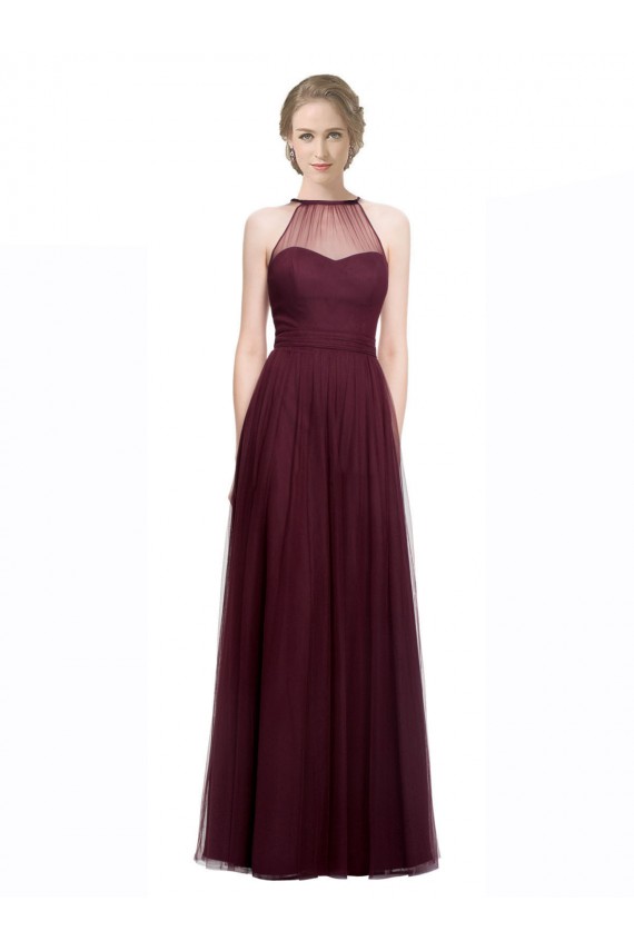 Tulle A-Line Long Sleeveless Red Bridesmaid Dress Sheffield