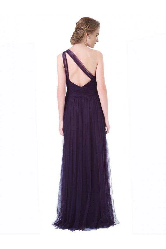 Tulle A-Line Long Sleeveless Plum Bridesmaid Dress Sheffield