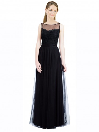 Tulle & Lace A-Line Long Sleeveless Low Back Bridesmaid Dress Sheffield