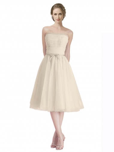 Tulle A-Line Cocktail Length Sleeveless Bridesmaid Dress Sheffield