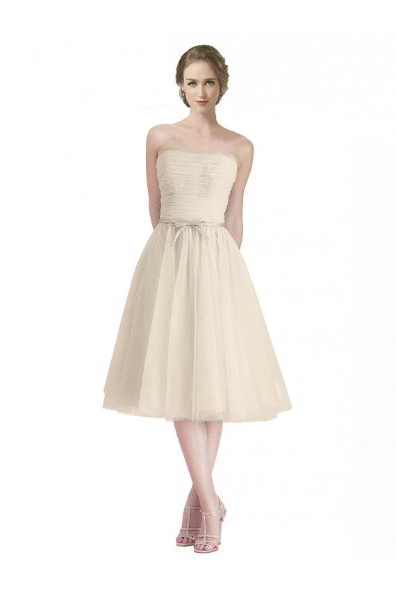 Tulle A-Line Cocktail Length Sleeveless Bridesmaid Dress Sheffield