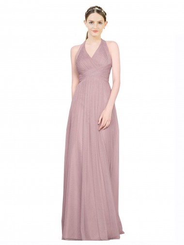 Tulle A-Line Long Sleeveless Low Back Bridesmaid Gown Sheffield