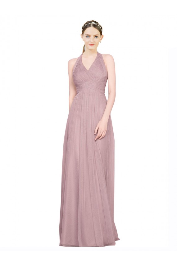 Tulle A-Line Long Sleeveless Low Back Bridesmaid Gown Sheffield