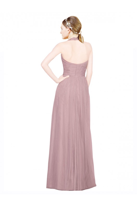 Tulle A-Line Long Sleeveless Low Back Bridesmaid Gown Sheffield