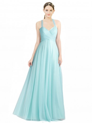 Tulle A-Line Sleeveless Mint Green Bridesmaid Dress Sheffield