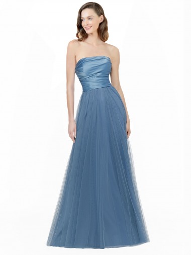 Satin & Tulle A-Line Long Sleeveless Low Back Bridesmaid Dress Sheffield