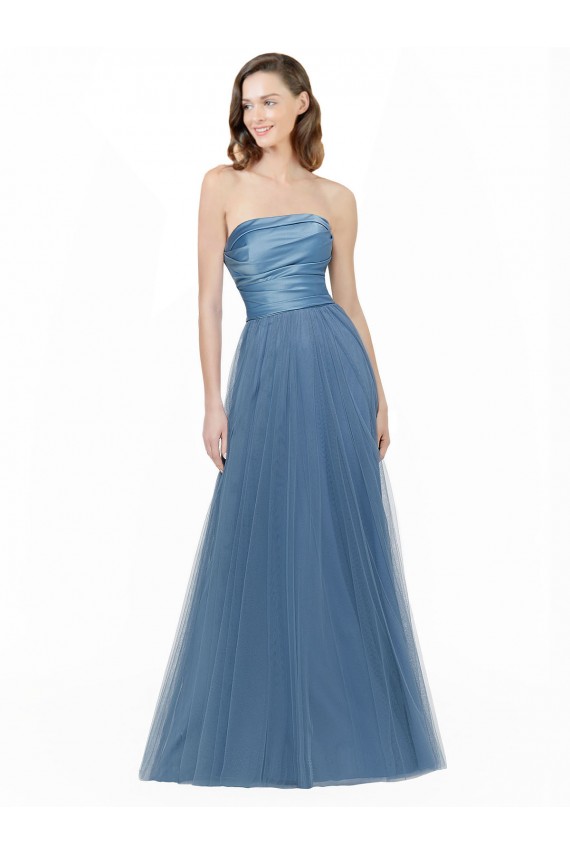 Satin & Tulle A-Line Long Sleeveless Low Back Bridesmaid Dress Sheffield
