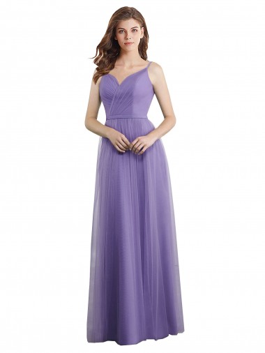 Tulle A-Line Long Sleeveless V-Back Formal Dress / Bridesmaid Dress Sheffield