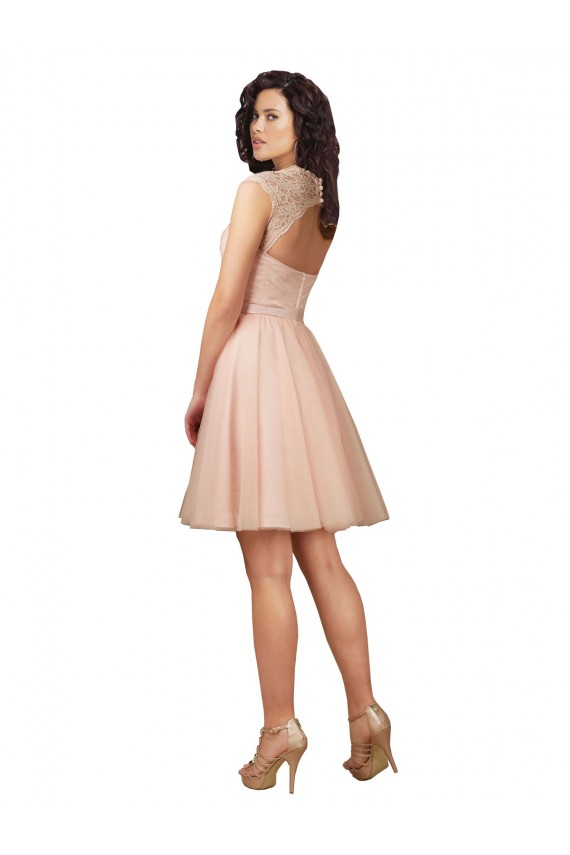 Tulle & Lace A-Line Knee Length Cap Sleeves Keyhole Back Bridesmaid Dress Sheffield
