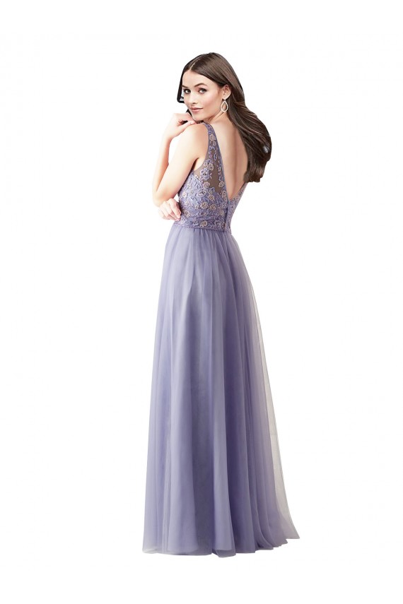 Tulle & Lace A-Line Long Sleeveless V-Back Formal Dress / Bridesmaid Dress Sheffield