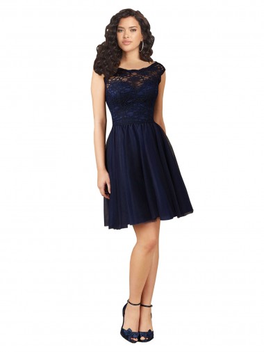 Tulle & Lace A-Line Knee Length Sleeveless V-Back Bridesmaid Dress Sheffield