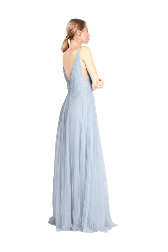 Tulle A-Line Long Floor Length Sleeveless V-Back Bridesmaid Dress Sheffield