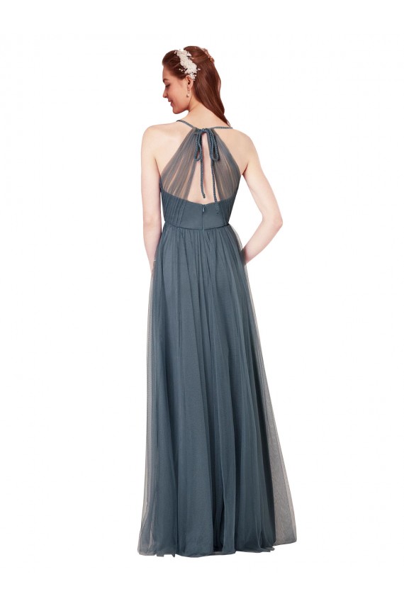 Tulle A-Line Long Sleeveless Keyhole Back Bridesmaid Dress Sheffield