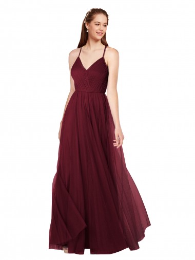Tulle A-Line Long Sleeveless Keyhole Back Bridesmaid Dress Sheffield