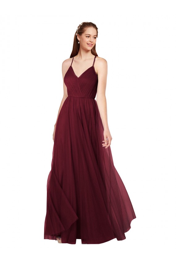 Tulle A-Line Long Sleeveless Keyhole Back Bridesmaid Dress Sheffield