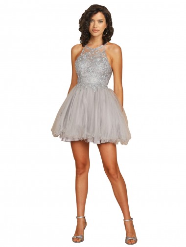 Tulle A-Line Short Sleeveless Criss Cross Open Back Bridesmaid Dress Sheffield