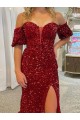 Velvet Sequin Sheath Court Train Short Sleeves Prom Dress / Evening Dress Sheffield