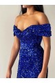Velvet Sequin Mermaid Sweep Train Sleeveless Prom Dress Sheffield