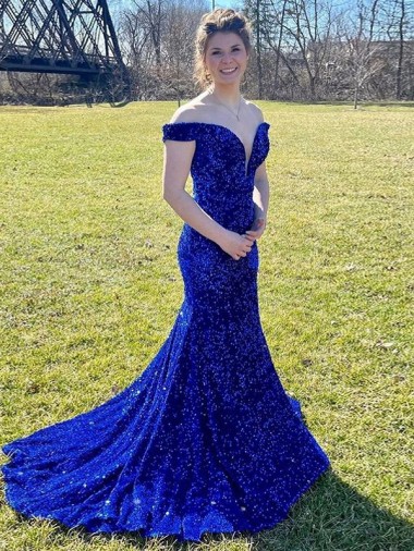 Velvet Sequin Sweep Train Sleeveless Prom Dress Sheffield