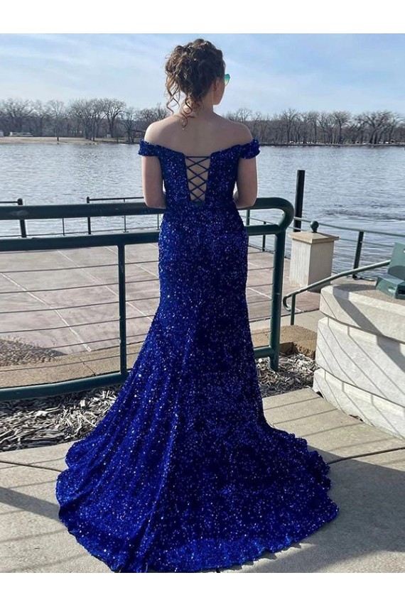 Velvet Sequin Sweep Train Sleeveless Prom Dress Sheffield