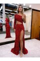 Velvet Sequin Mermaid Sweep Train Long Sleeves Velvet Sequin Evening Dress Sheffield