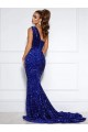 Velvet Sequin Mermaid Court Train Sleeveless Prom Dress / Evening Dress Sheffield