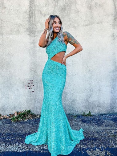 Velvet Sequin Mermaid Sweep Train Sleeveless Long Prom Dress / Evening Dress Sheffield