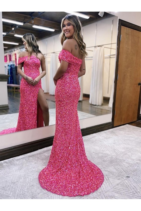 Velvet Sequin Sheath Sweep Train Sleeveless One Shoulder Prom Dress / Evening Dress Sheffield