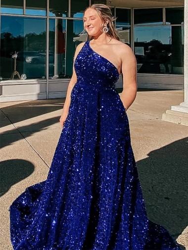 Velvet Sequin A-Line Sweep Train Sleeveless Prom Dress / Evening Dress Sheffield