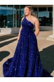 Velvet Sequin A-Line Sweep Train Sleeveless Prom Dress / Evening Dress Sheffield