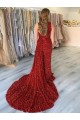 Velvet Sequin Sheath Court Train Sleeveless Prom Dress Sheffield