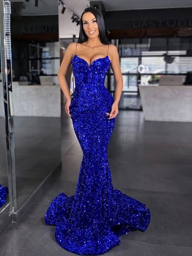 Velvet Sequin Mermaid Sleeveless Prom Dress / Evening Dress Sheffield