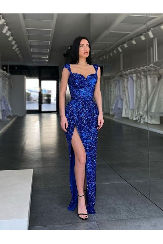 Velvet Sequin Long Sweep Train Sleeveless Spaghetti Straps Prom Dress / Evening Dress Sheffield