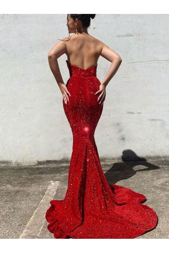 Velvet Sequin Mermaid Court Train Sleeveless Long Prom Dress / Evening Dress Sheffield