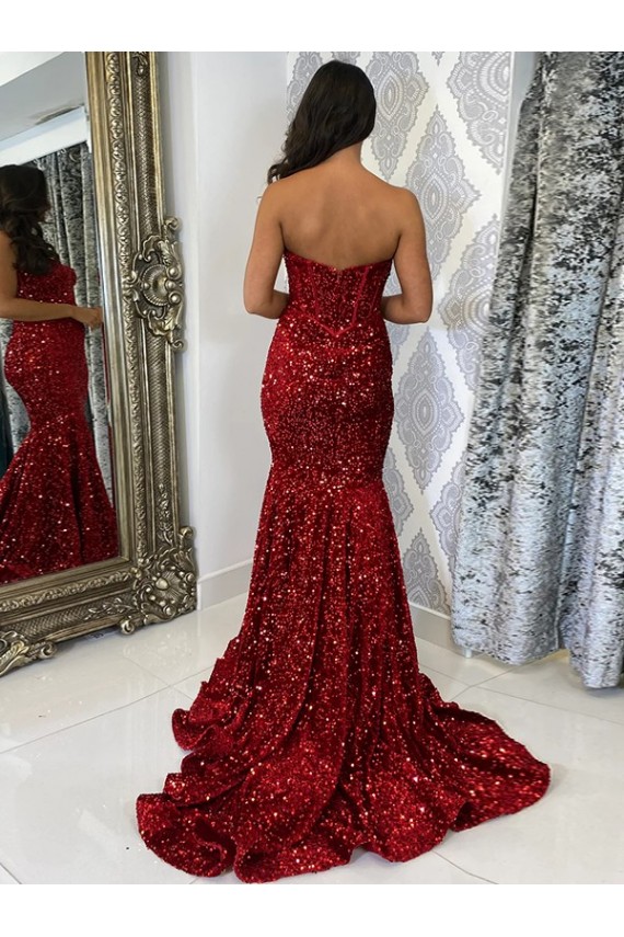 Velvet Sequin Sheath Court Train Sleeveless Prom Dress / Evening Dress Sheffield