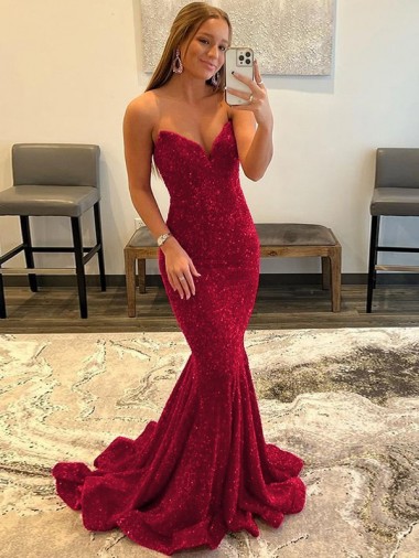 Velvet Sequin Sheath Sweep Train Sleeveless Sweetheart Prom Dress Sheffield