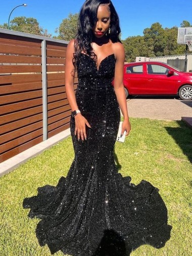 Velvet Sequin Mermaid Long Sleeveless Prom Dress Sheffield