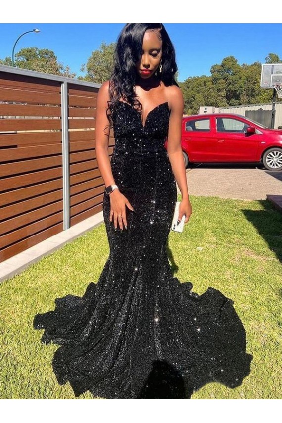 Velvet Sequin Mermaid Long Sleeveless Prom Dress Sheffield