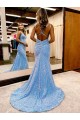 Velvet Sequin Sheath Sweep Train Sleeveless Long Prom Dress / Evening Dress Sheffield