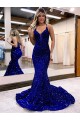 Velvet Sequin Mermaid Court Train Sleeveless Prom Dress Sheffield
