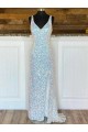 Velvet Sequin Sweep Train Sleeveless V-Neck Prom Dress / Evening Dress Sheffield