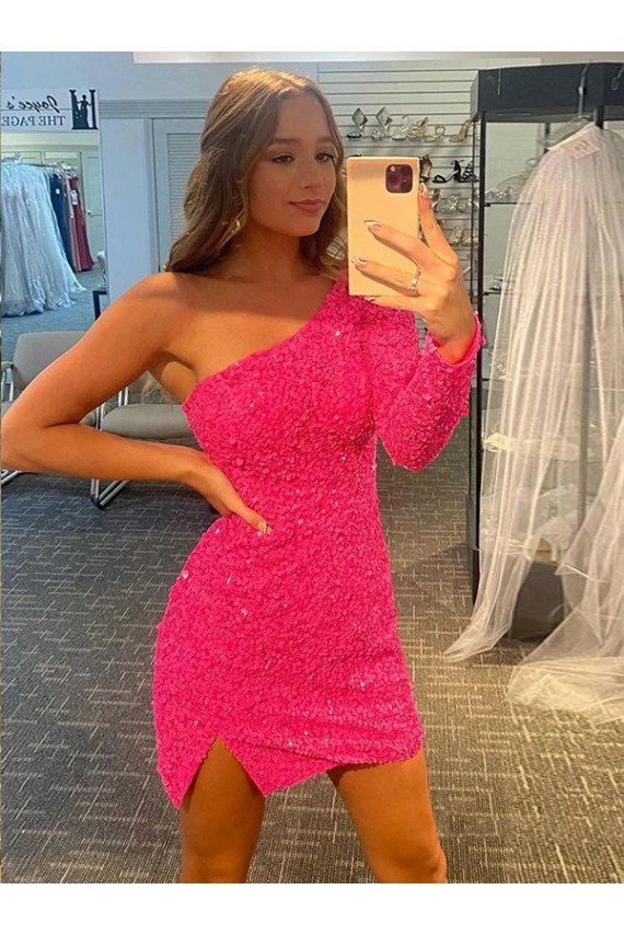 Velvet Sequin Sheath Short Long Sleeves Prom Dress / Evening Dress Sheffield