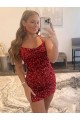 Velvet Sequin Sheath Short Sleeveless Spaghetti Straps Prom Dress / Evening Dress Sheffield