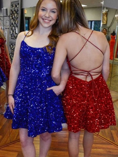 Velvet Sequin A-Line Short Sleeveless Prom Dress Sheffield