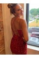 Velvet Sequin Sheath Short Sleeveless V-Neck Prom Dress / Evening Dress Sheffield