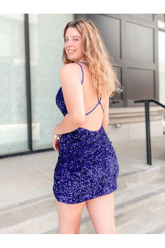 Velvet Sequin Sheath Short Sleeveless Velvet Sequin Cocktail Dress / Prom Dress Sheffield