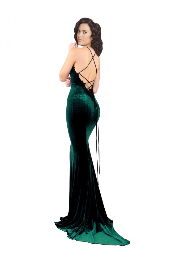 Stretch Velvet Mermaid Sweep Train Sleeveless Low Back Formal Evening Gown / Prom Dress / Bridesmaid Dress Sheffield