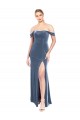 Stretch Velvet A-Line Long Sleeveless Dusty Blue Prom Dresses Sheffield